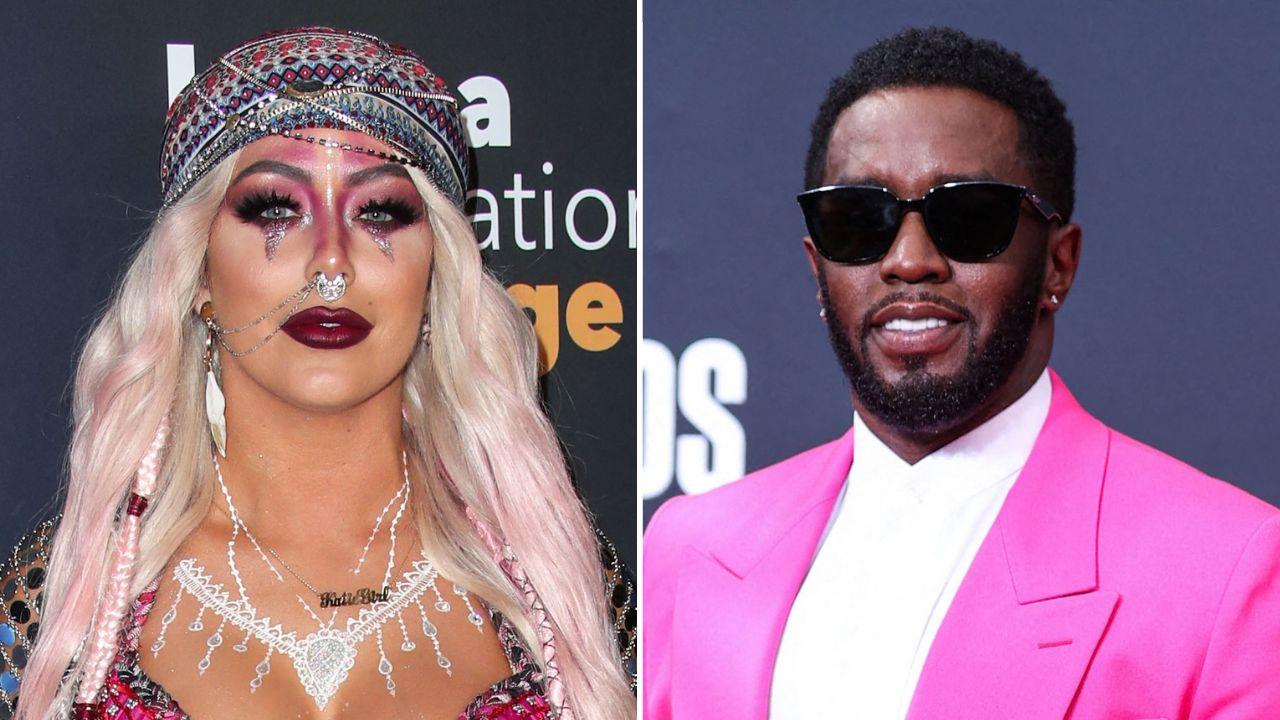 split image of Aubrey O'Day and Sean 'Diddy' Combs