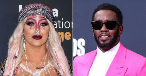 split image of Aubrey O'Day and Sean 'Diddy' Combs