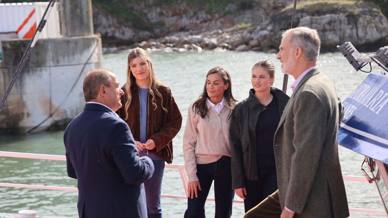 Image of the Queen of Spain, 54, was in Llanes for the special occasion with her husband, King Felipe, and their daughters, Princess Leonor and Infanta Sofía.