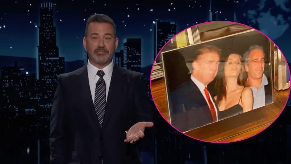 Composite photo of Jimmy Kimmel, Jeffrey Epstein, Melania Trump and Donald Trump
