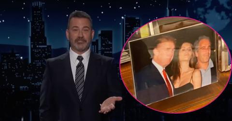 Composite photo of Jimmy Kimmel, Jeffrey Epstein, Melania Trump and Donald Trump