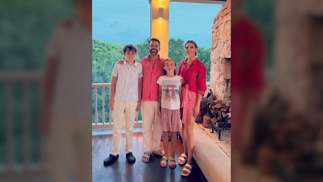 Photo of Donald Trump Jr. and Bettina Anderson posed for a family photo during the beach vacation.