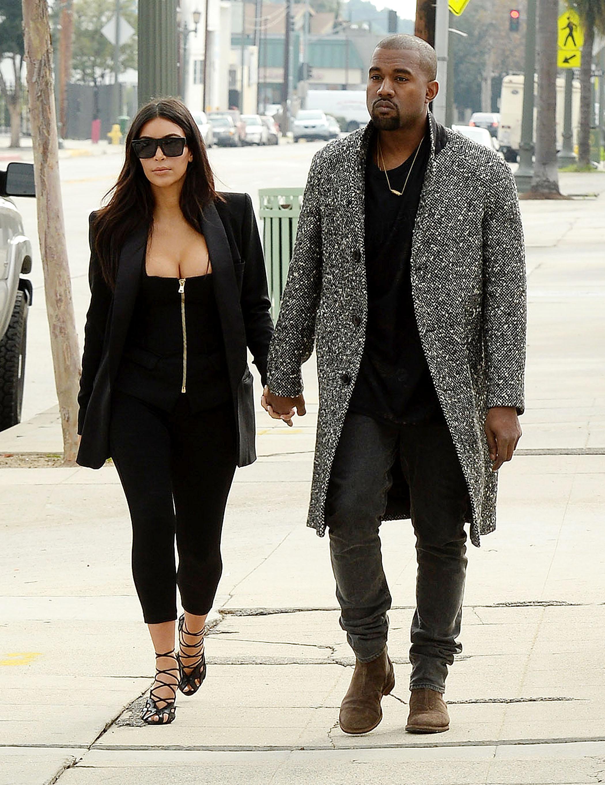 Kim Kardashian and Kanye West have lunch at Primo Cafe in Hollywood***NO DAILY MAIL SALES***