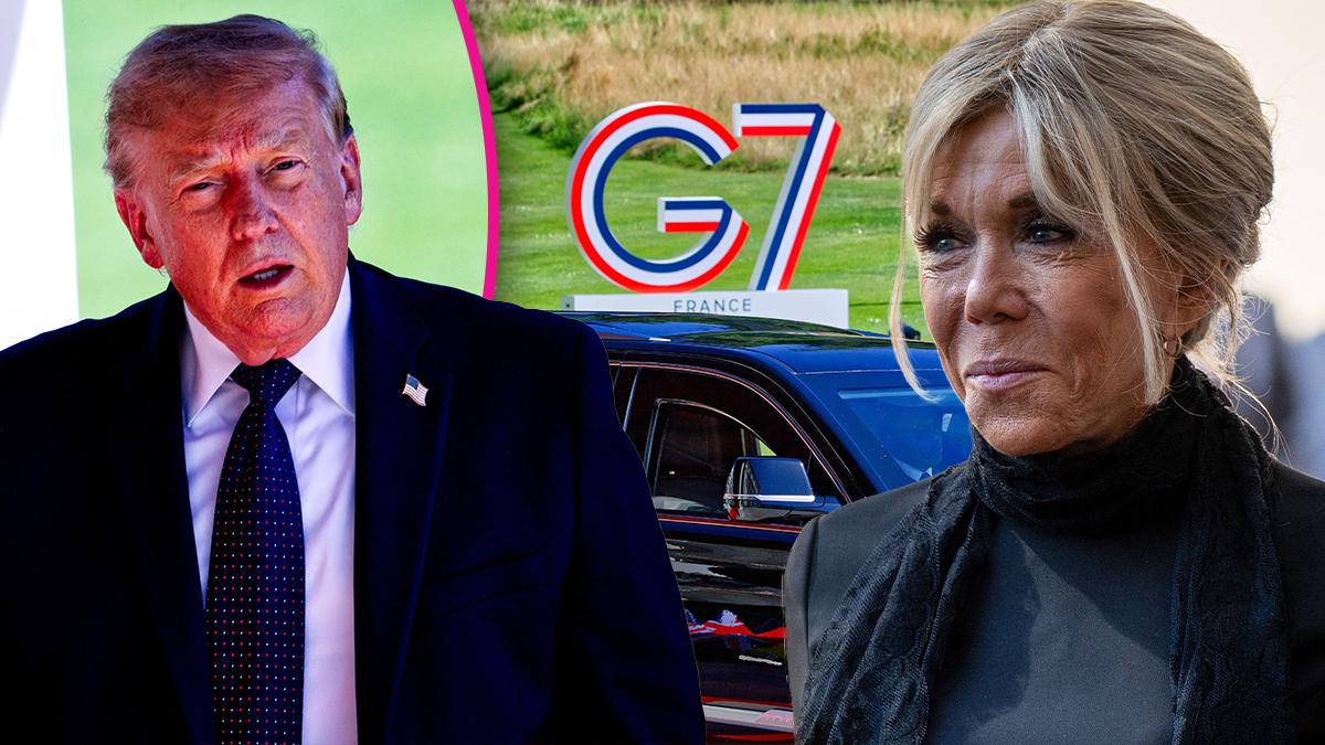 donald trump has long handshake with french first lady