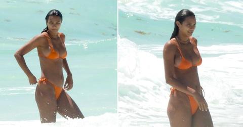 victoria secret model lais ribeiro takes a dip in ocean in mexico
