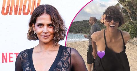 halle berry nip slip purple heart emoji vacation