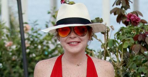 Lindsay Lohan Vacations In Mykonos In Red Swimsuit Photos hero