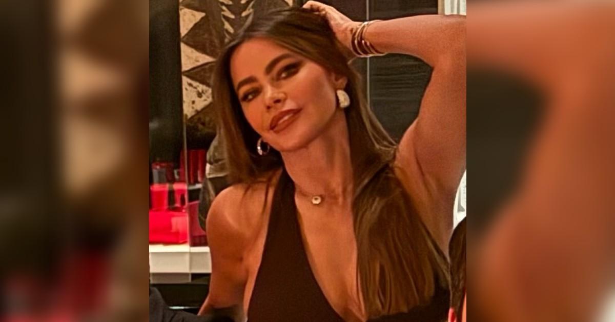 sofia vergara cleavage display holiday celebrations paris photos