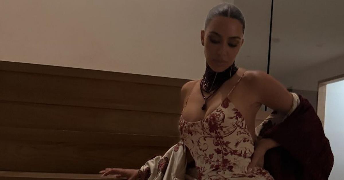 kim kardashian poses dress kanye west daughter north sean diddy combs