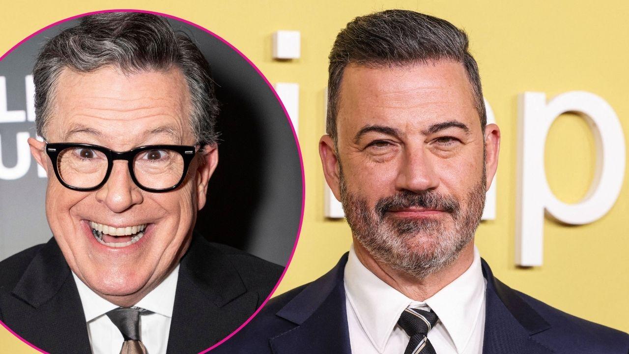 Composite photo of Stephen Colbert and Jimmy Kimmel.