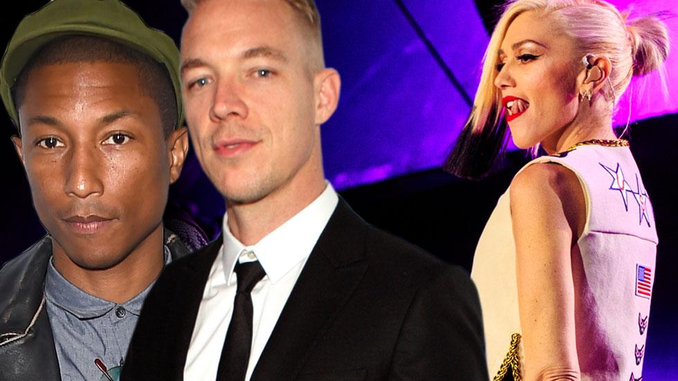 Gwen stefani getting close to diplo pharrell williams after split