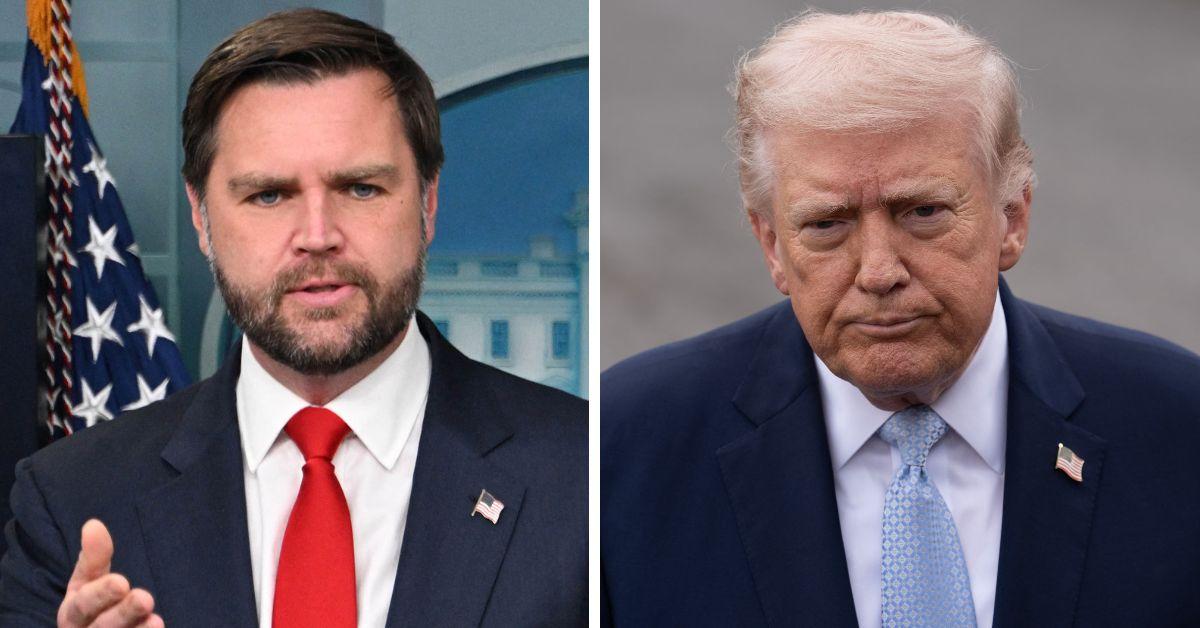 split photo of J.D. Vance & Donald Trump