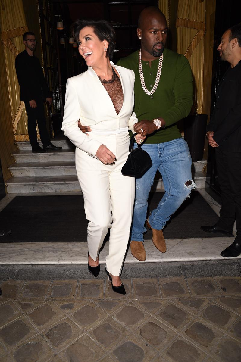 Kris Jenner looks worst for wear as she is helped to her waiting car by Corey Gamble after a 4 hour bender at the Costes Restuarnt in Paris.