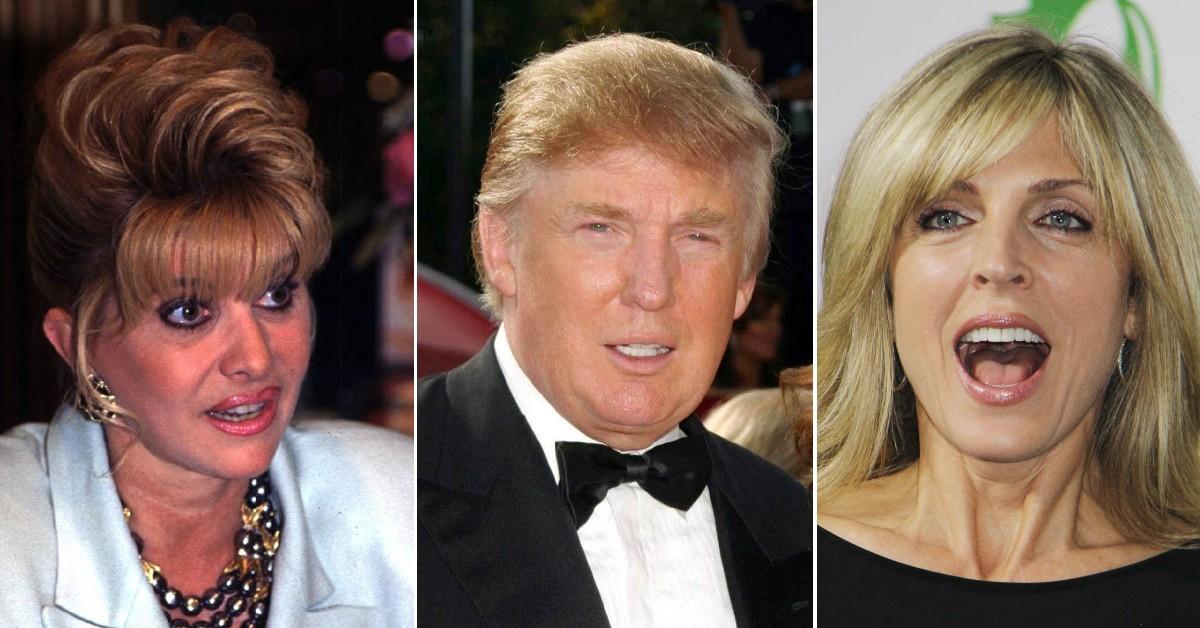 Split photo of Ivana Trump, Donald Trump and Marla Maples.