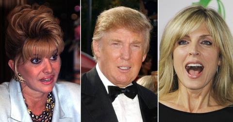 Split photo of Ivana Trump, Donald Trump and Marla Maples.