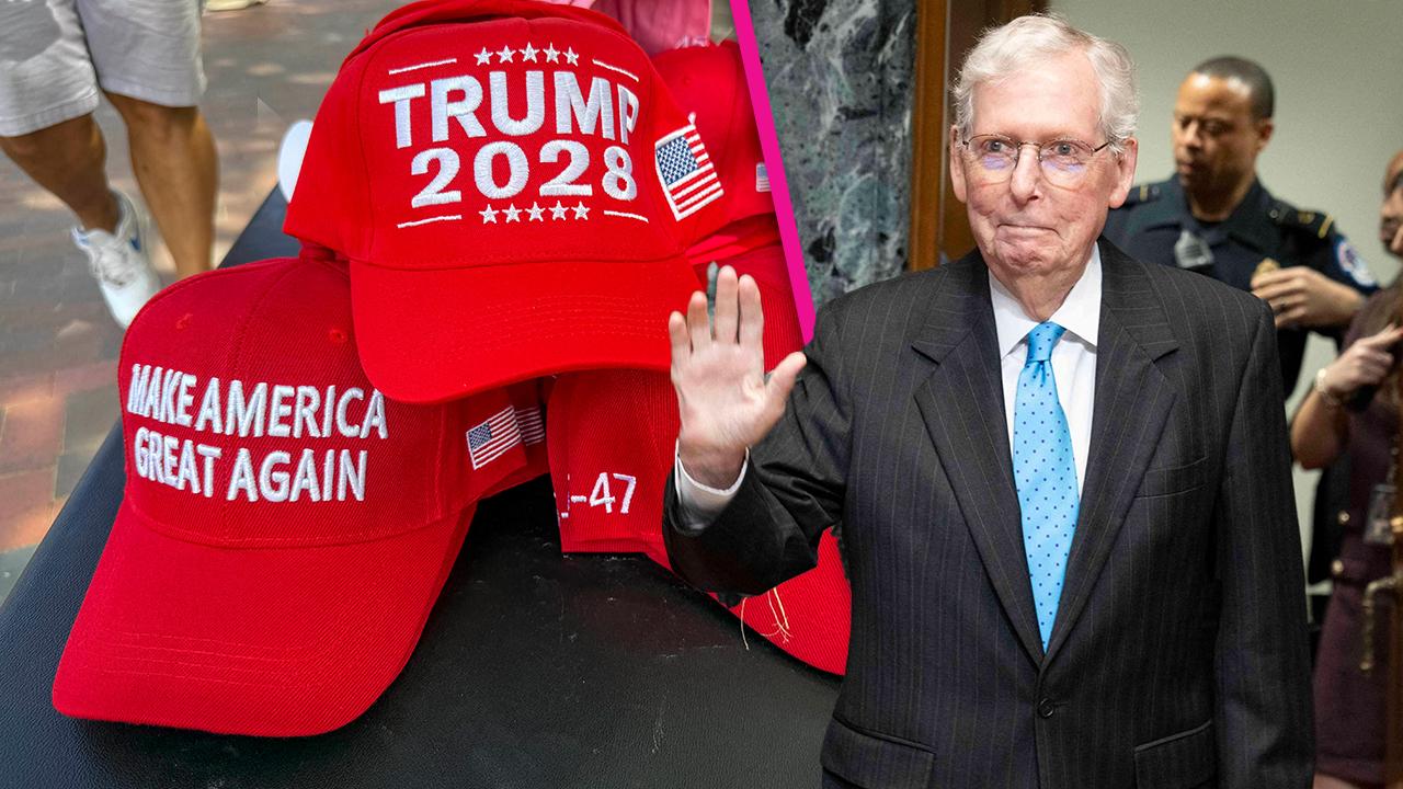 Composite photo of MAGA and Mitch McConnell.
