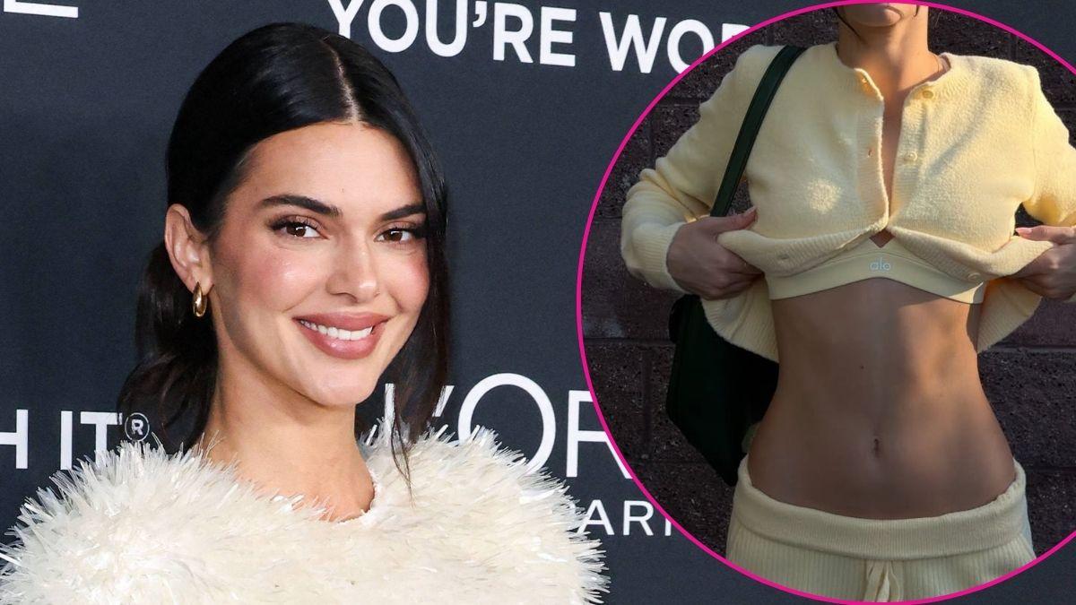 split image of Kendall Jenner and Kendall Jenner's abs