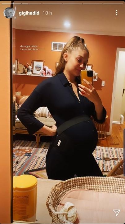 Gigi Hadid taking a selfie while pregnant