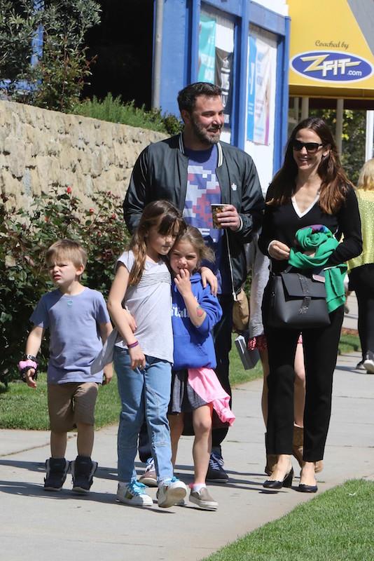 Ben Affleck and Jennifer Garner share a laugh as they leave church