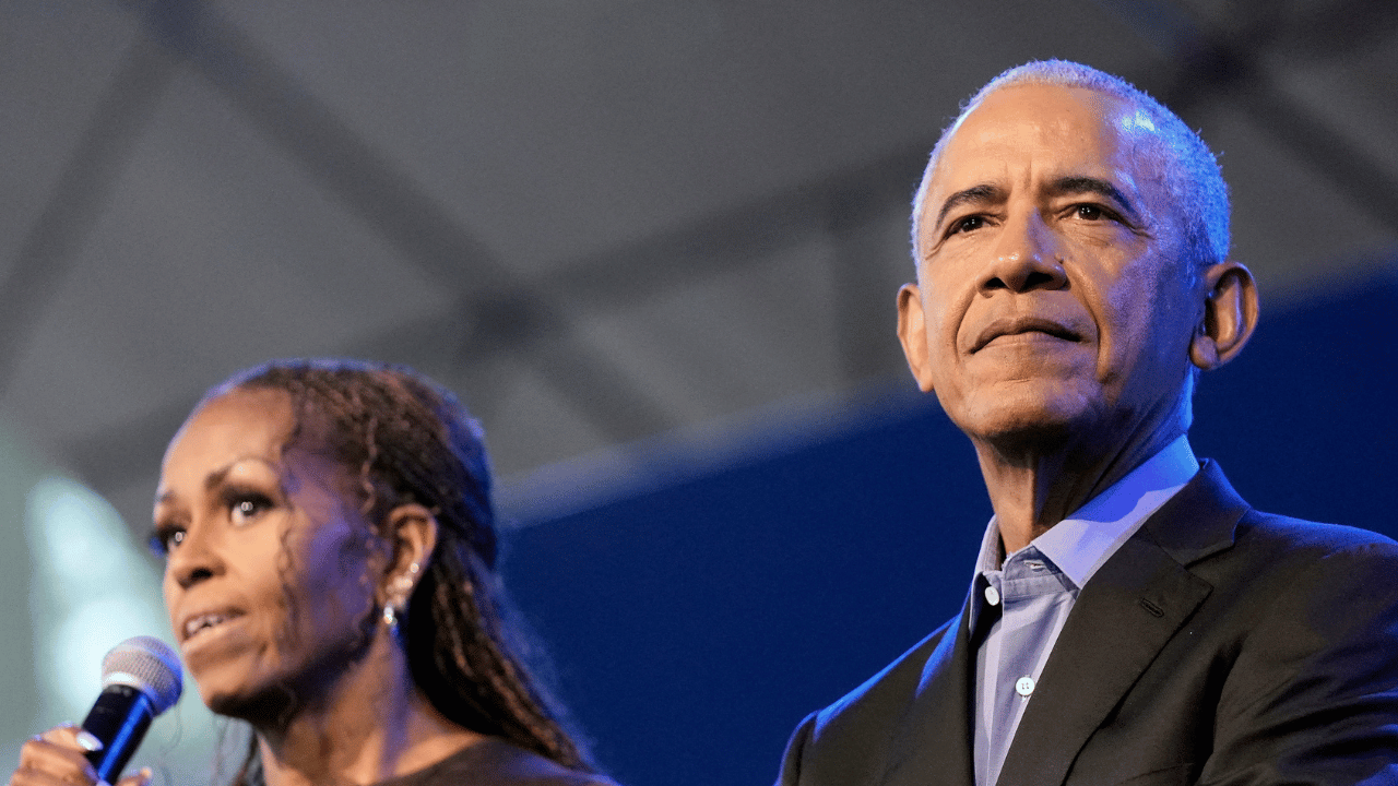 Image of Michelle Obama and Sharon Stone discussed longstanding gaps in women's healthcare and medical research.