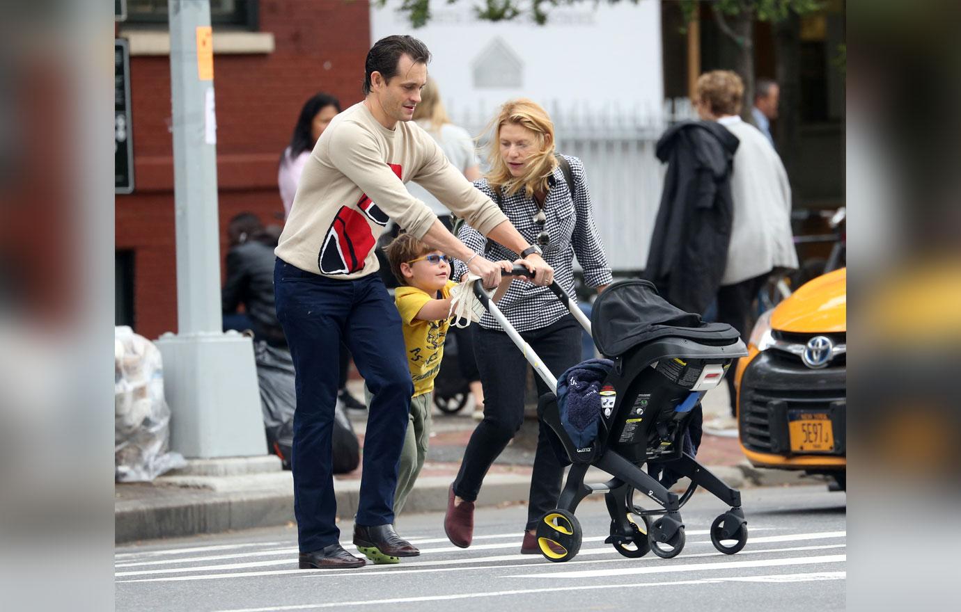 Claire Danes and Hugh Dancy Spotted in NYC walking with their children.