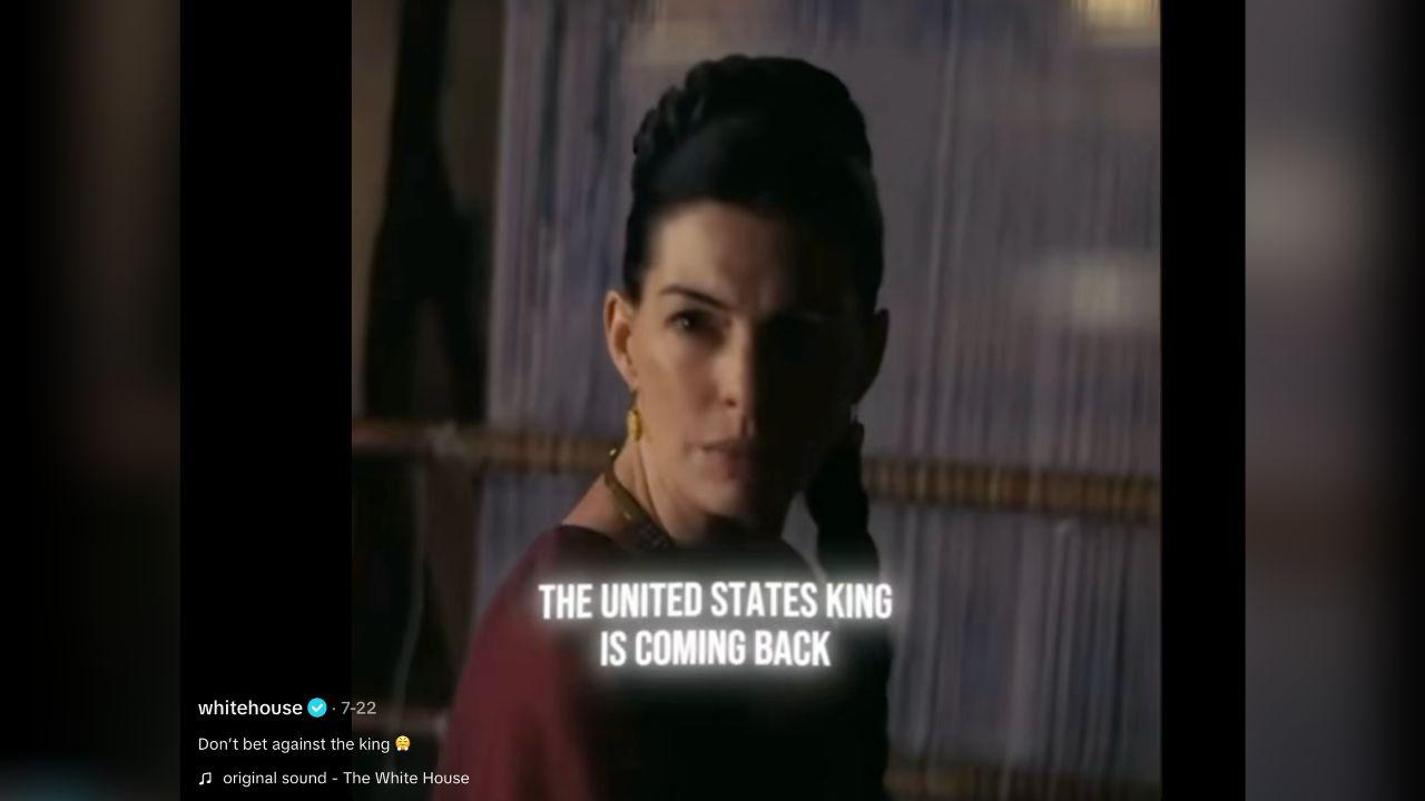 Image of The White House also used a scene from ‘The Odyssey’ featuring Anne Hathaway and Robert Pattinson in a TikTok video.