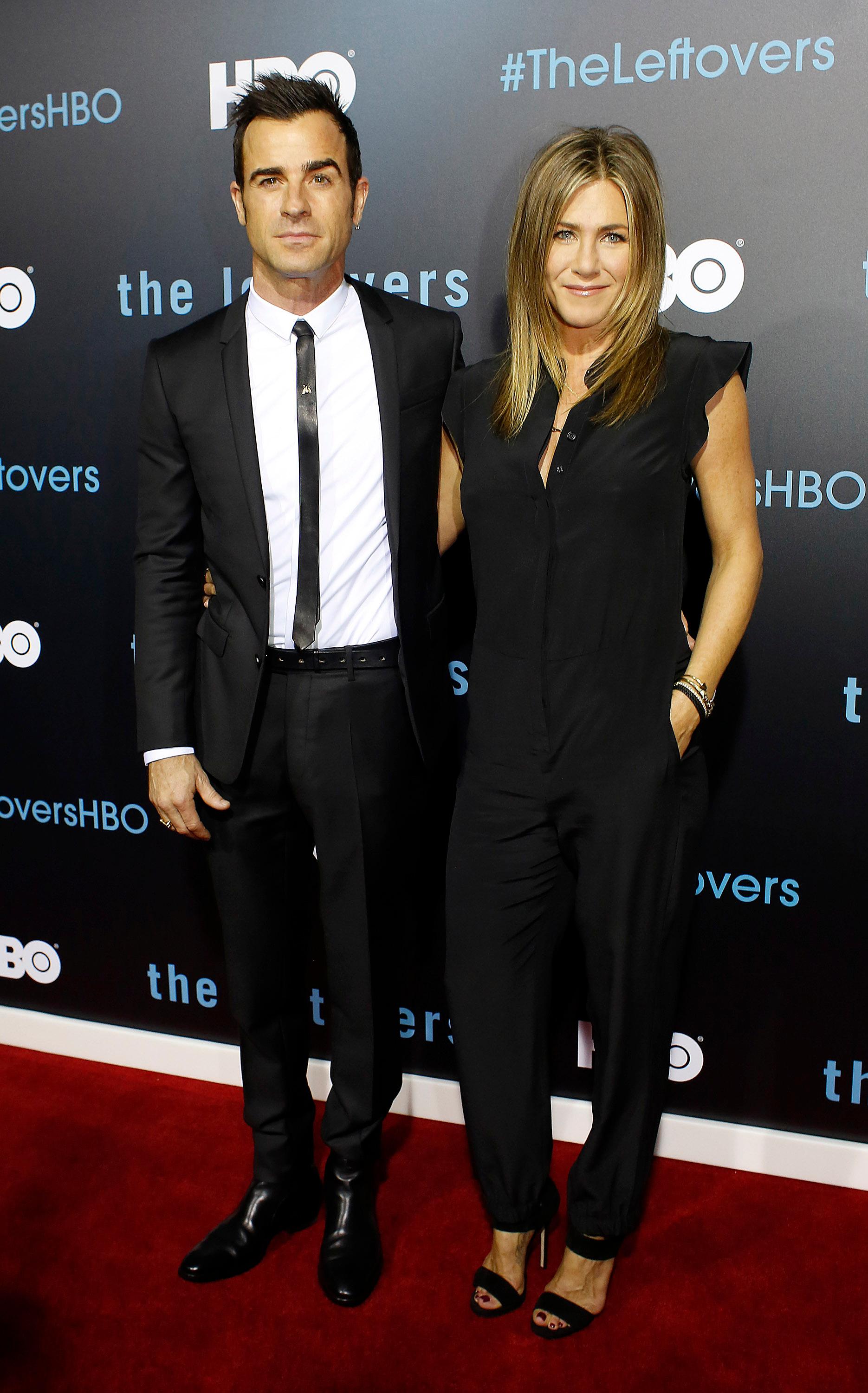 Justin Theroux and Jennifer Aniston arrive at the season two premiere event of HBO&#8217;s &#8216;The Leftovers&#8217; in Austin