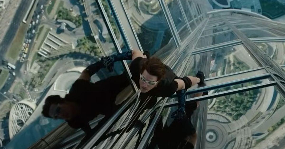 image of Tom Cruise once scaled Dubai’s Burj Khalifa with only gloves and a harness.