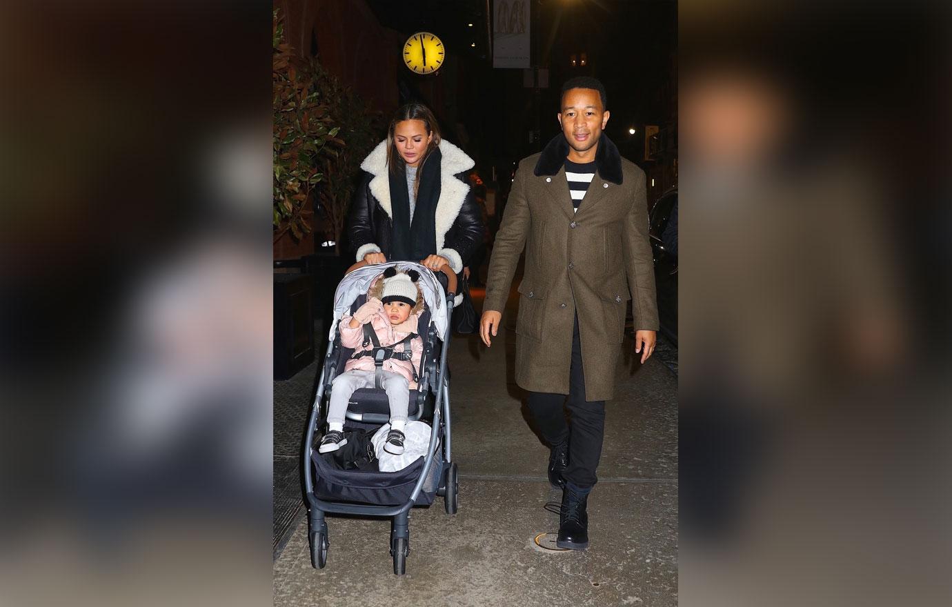 John Legend and Chrissy Teigen are spotted leaving dinner with their daughter Luna