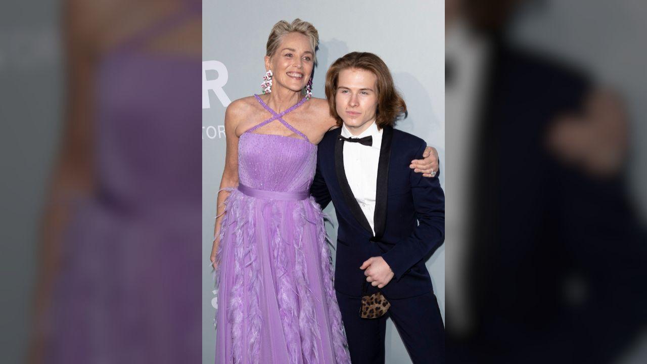 Photo of Sharon Stone with her son Roan in 2021.