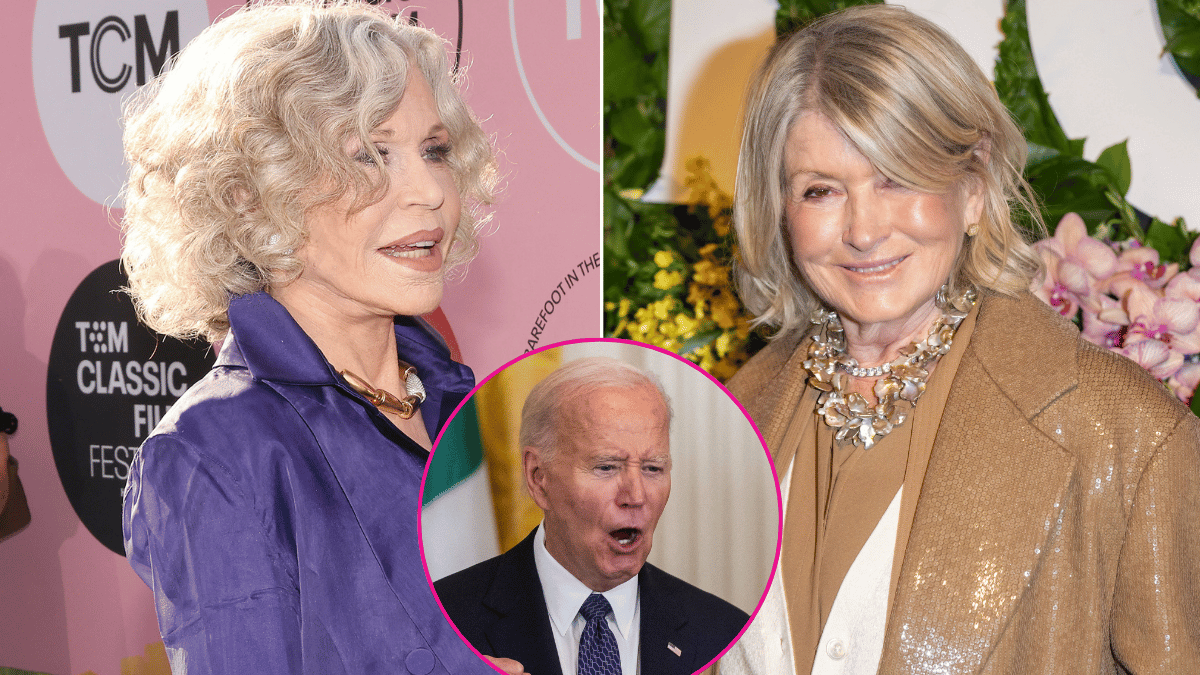 Composite photo of Jane Fonda, Martha Stewart and Joe Biden. 