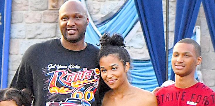 EXCLUSIVE: Lamar Odom looks happy and healthy as he spends the day at Disneyland with his Kids Destiny and Lamar Odom Jr