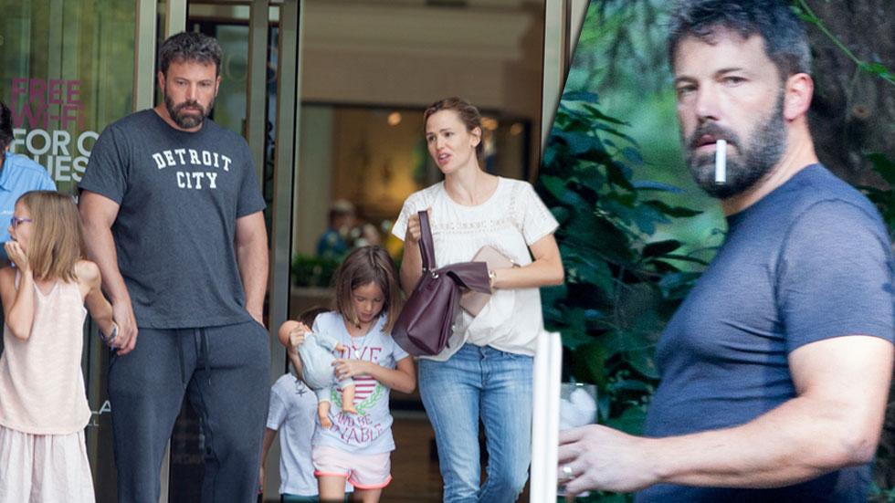 Ben affleck looks wathered smoking rental home