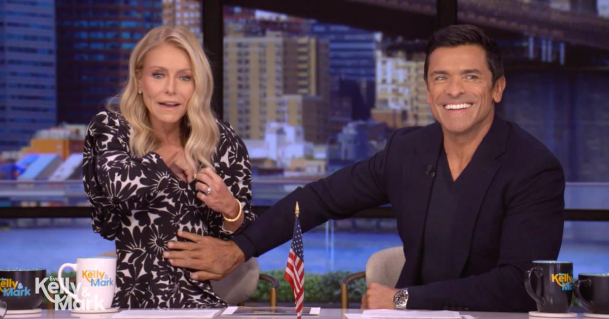 Image of Mark Consuelos asked Kelly Ripa if he could reach into her dress.