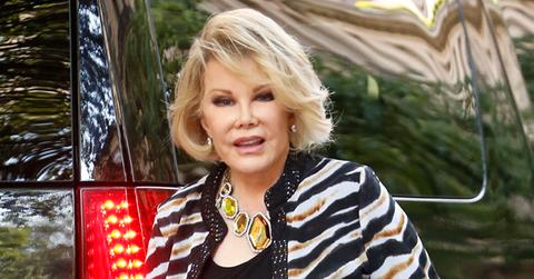 Joan Rivers wears a zebra printed jacket in New York City