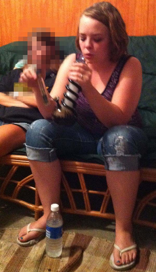 EXCLUSIVE: Teen Mom&#8217;s Catelynn Lowell smokes on a bong at a gathering with friends in August 2012 at