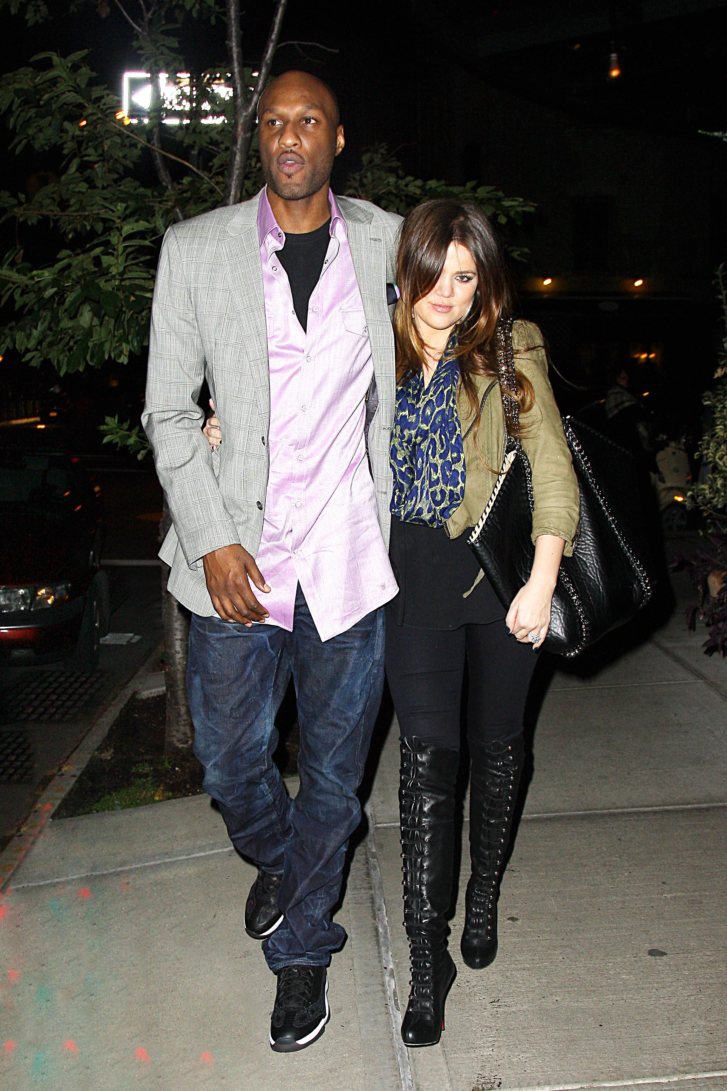 Khloe Kardashian And Lamar Odom Leave Dinner In NYC