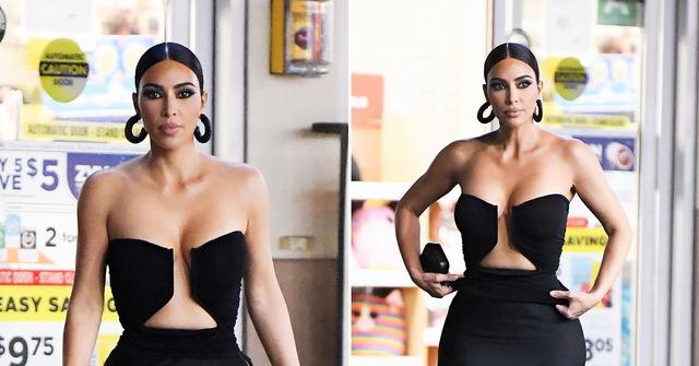 kim kardashian strapless black dress convenience store ok