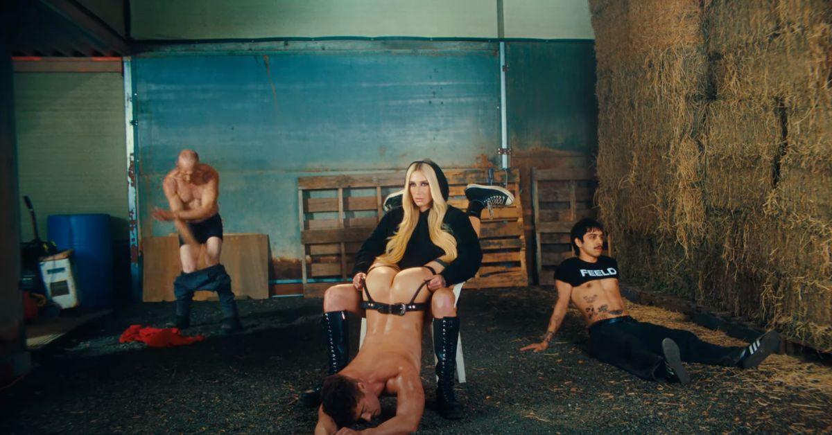 kesha feeds man orgy raunchy new music video watch