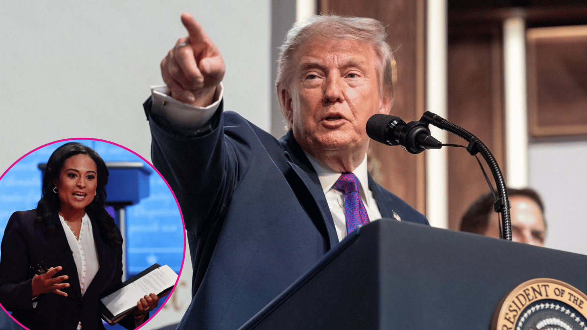 Composite photo of Kristen Welker and Donald Trump.