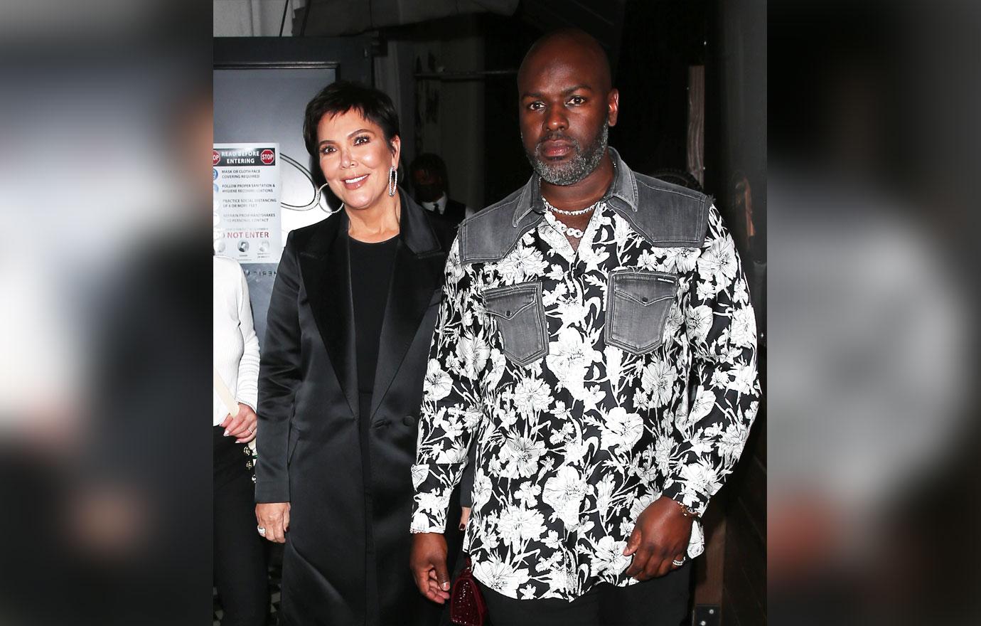 kris jenner and corey gamble seen leaving dinner at craigs restaurant in west hollywood