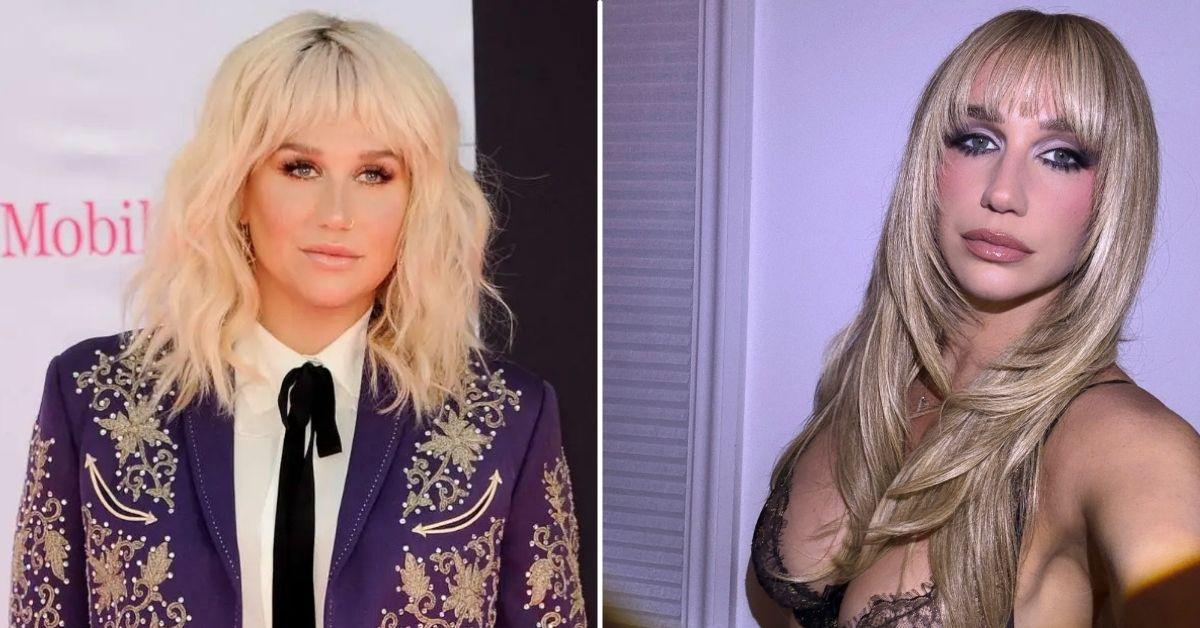Photo of Kesha stripped down to a lacy bra for a sultry selfie.