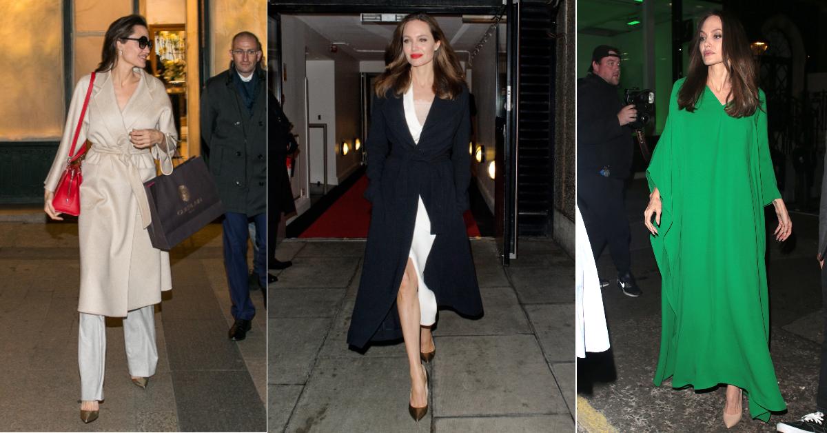 Angelina Jolie White And Black Loro Piana Dress Street Style Paris 2019