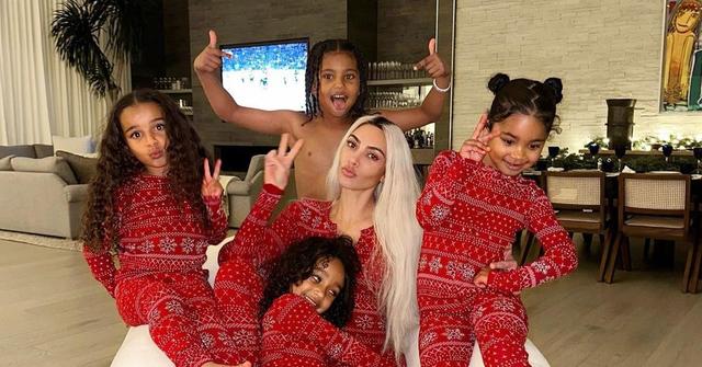 kim kardashians kids nieces matching pajamas photos