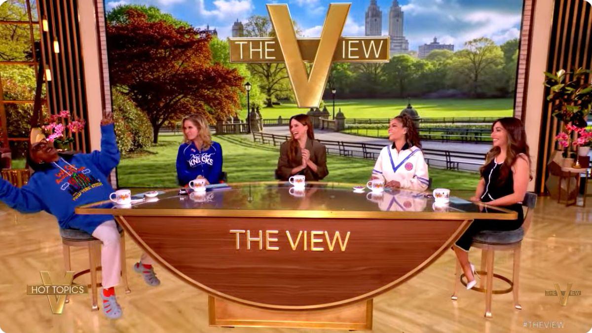 Photo of Whoopi Goldberg fell back in her chair while recounting the New York Knicks' comeback win.