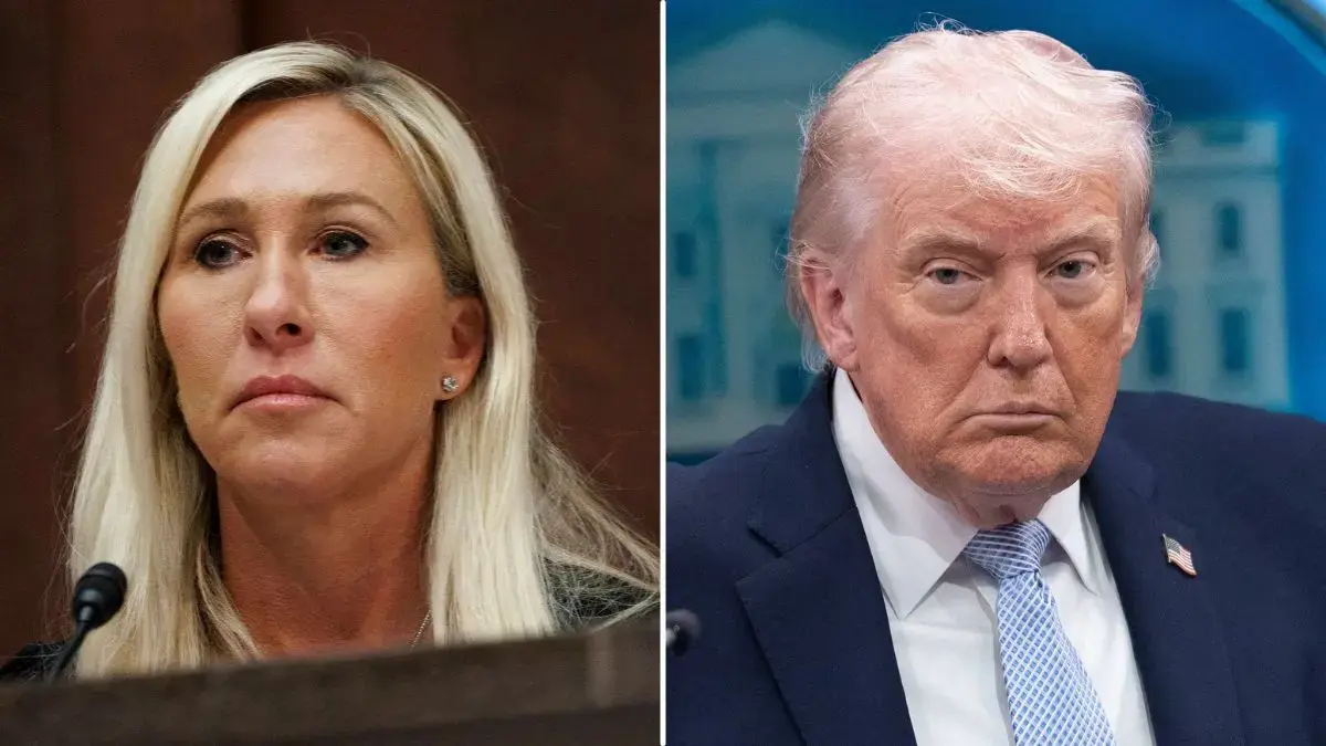 image of Greene alleges that Trump's rhetoric led to a pipe bomb threat at her home and death threats against her son. 