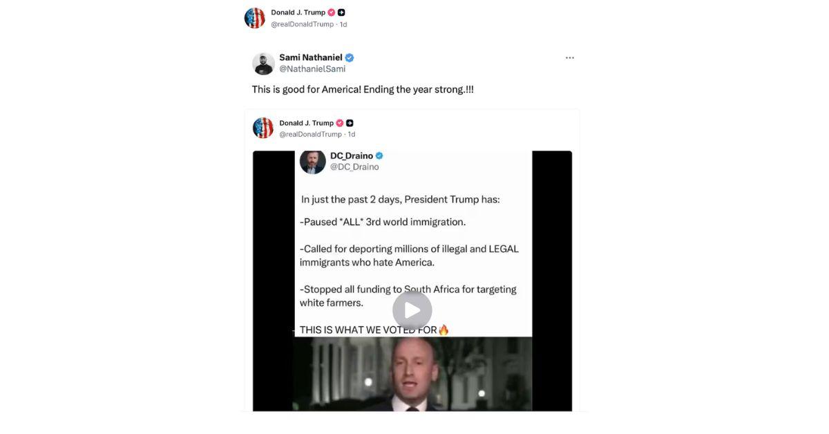 image of The president regularly shares contents from a South Asia-based account, 'Sami Nathaniel.'