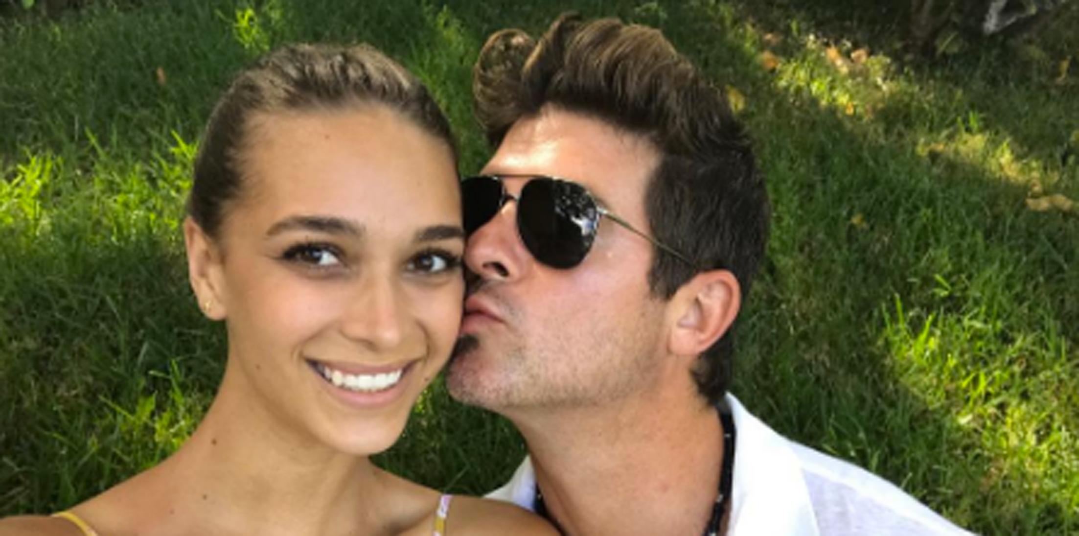 Robin thicke girlfriend baby bump bikini hero