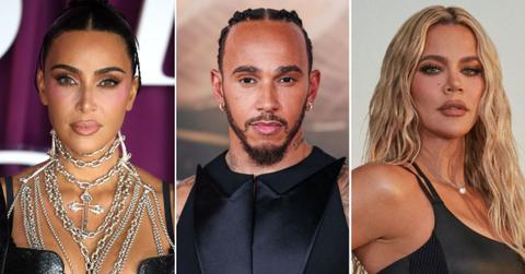 Photo of Kim Kardashian, Lewis Hamilton and Khloé Kardashian