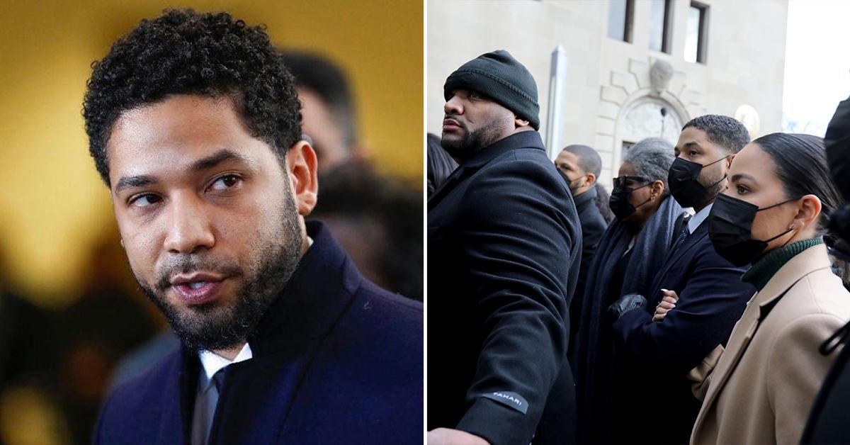 jussie smollett arrives chicago trial lying cops staged  hate crime pp